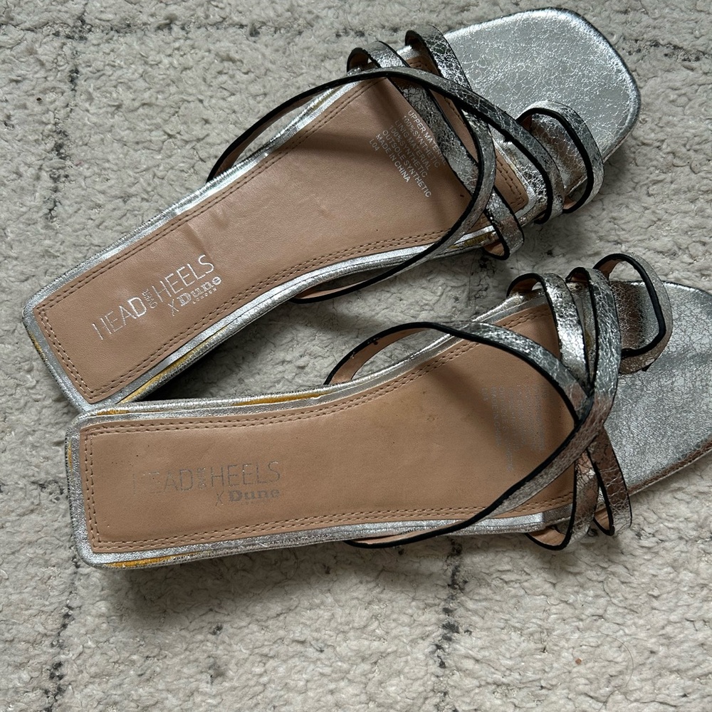 Dune London Antiqued Silver Strappy Sandals